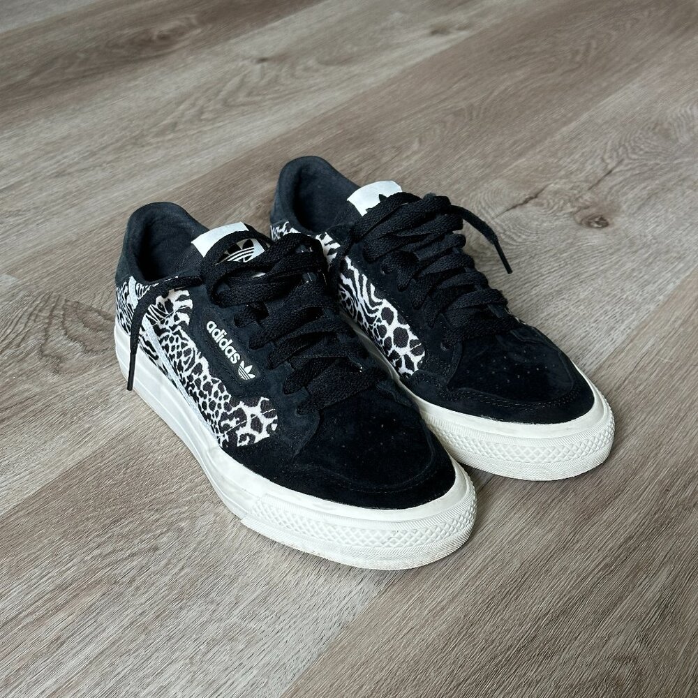 Adidas Continental Vulcanized Leopard  Sneakers Black Women's - 7.5